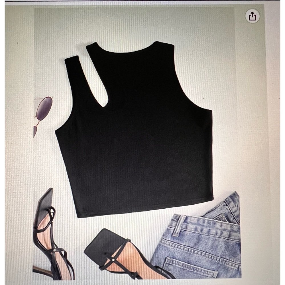 NWT - womens cut out ribbed knit sleeveless crop top in black